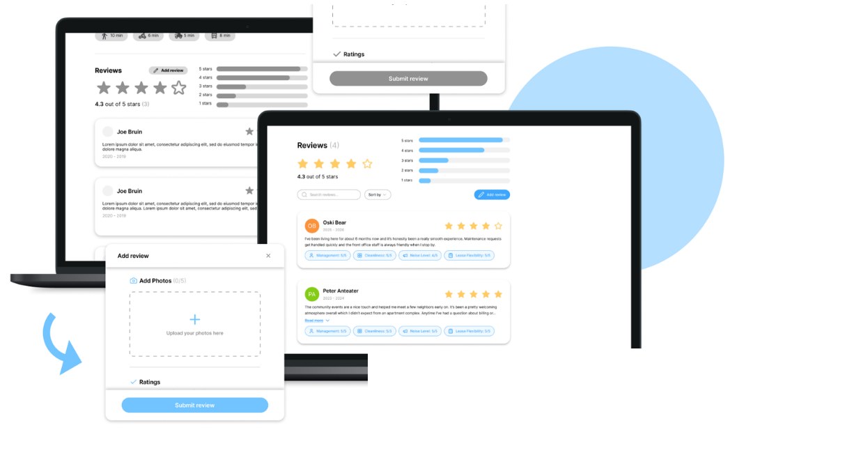 Reviews section and the add review form